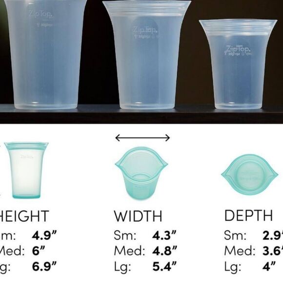 Zip Top Reusable Silicone 3-Piece Cup Set- Frost - Picture 8 of 16